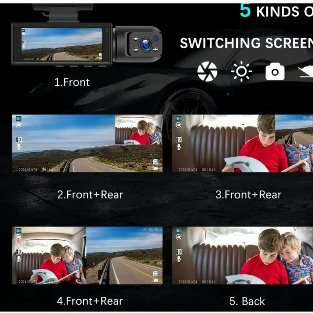 COPY - Dual Dash Cam Front And Inside 1080P camera for car